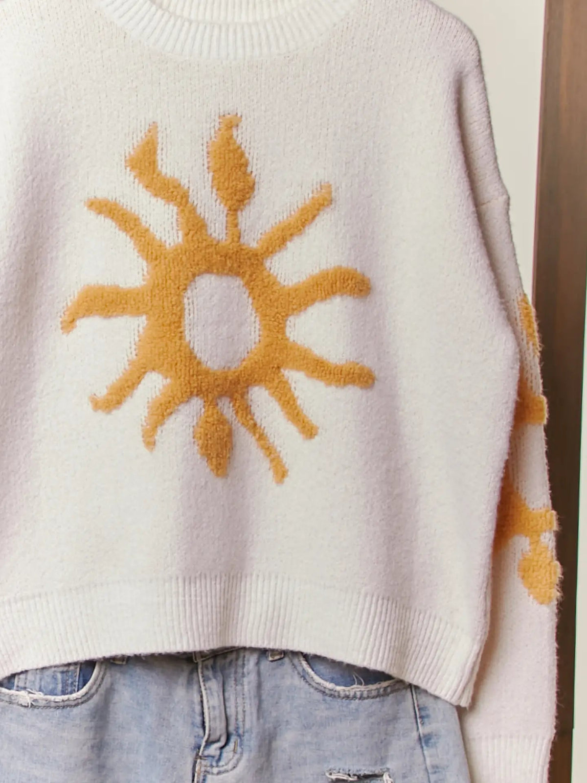Mello Sun Patched Loose Fit Sweater - Cowtown Bling N Things