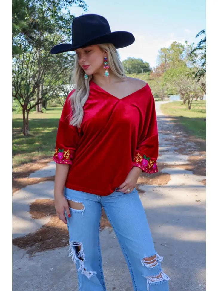 Merigold Kisses |Embroidered Top | - Cowtown Bling N Things