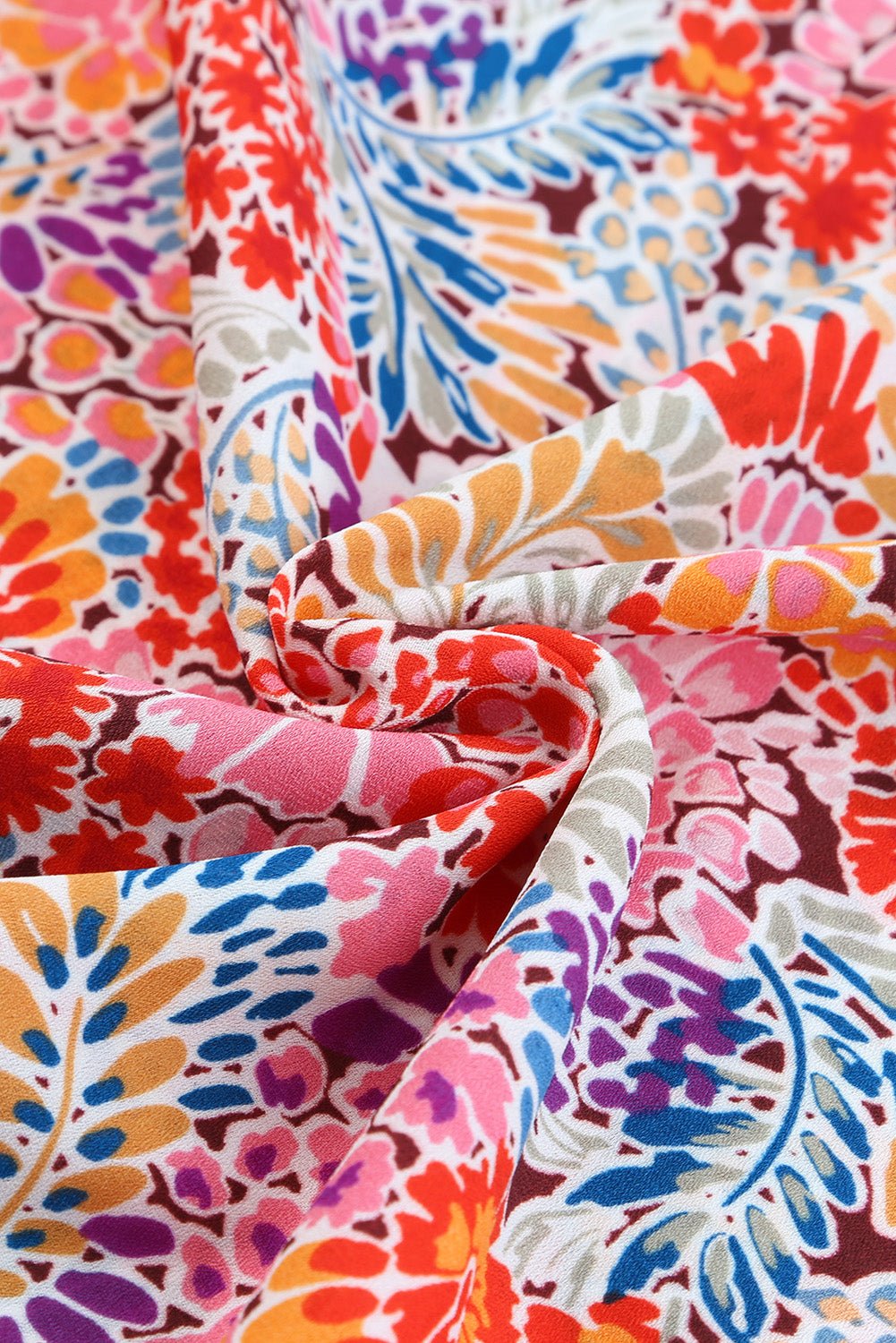 Multicolor Floral Print Smocked Cuffs Long Sleeve Blouse - Cowtown Bling N Things