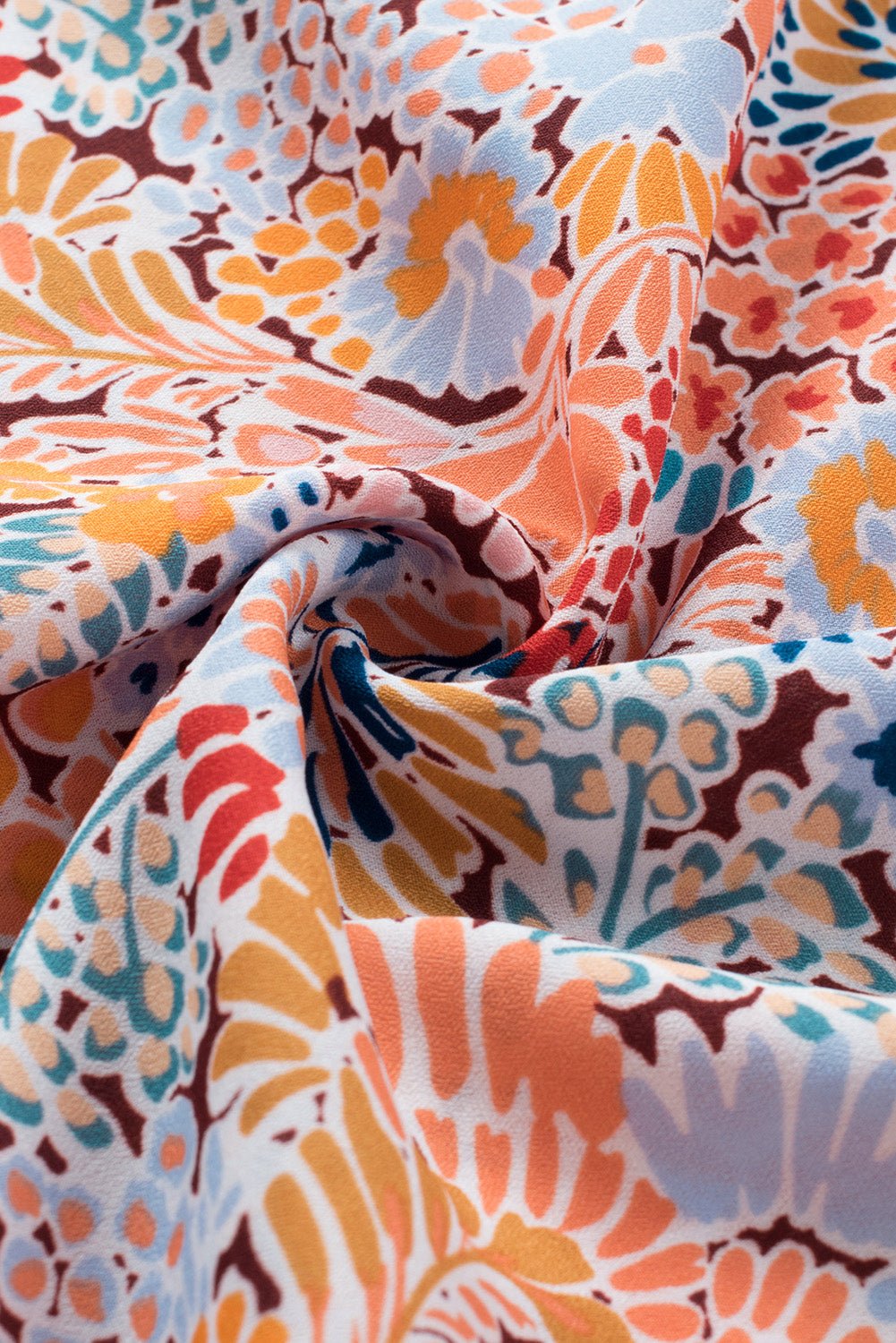 Multicolor Floral Print Smocked Cuffs Long Sleeve Blouse - Cowtown Bling N Things