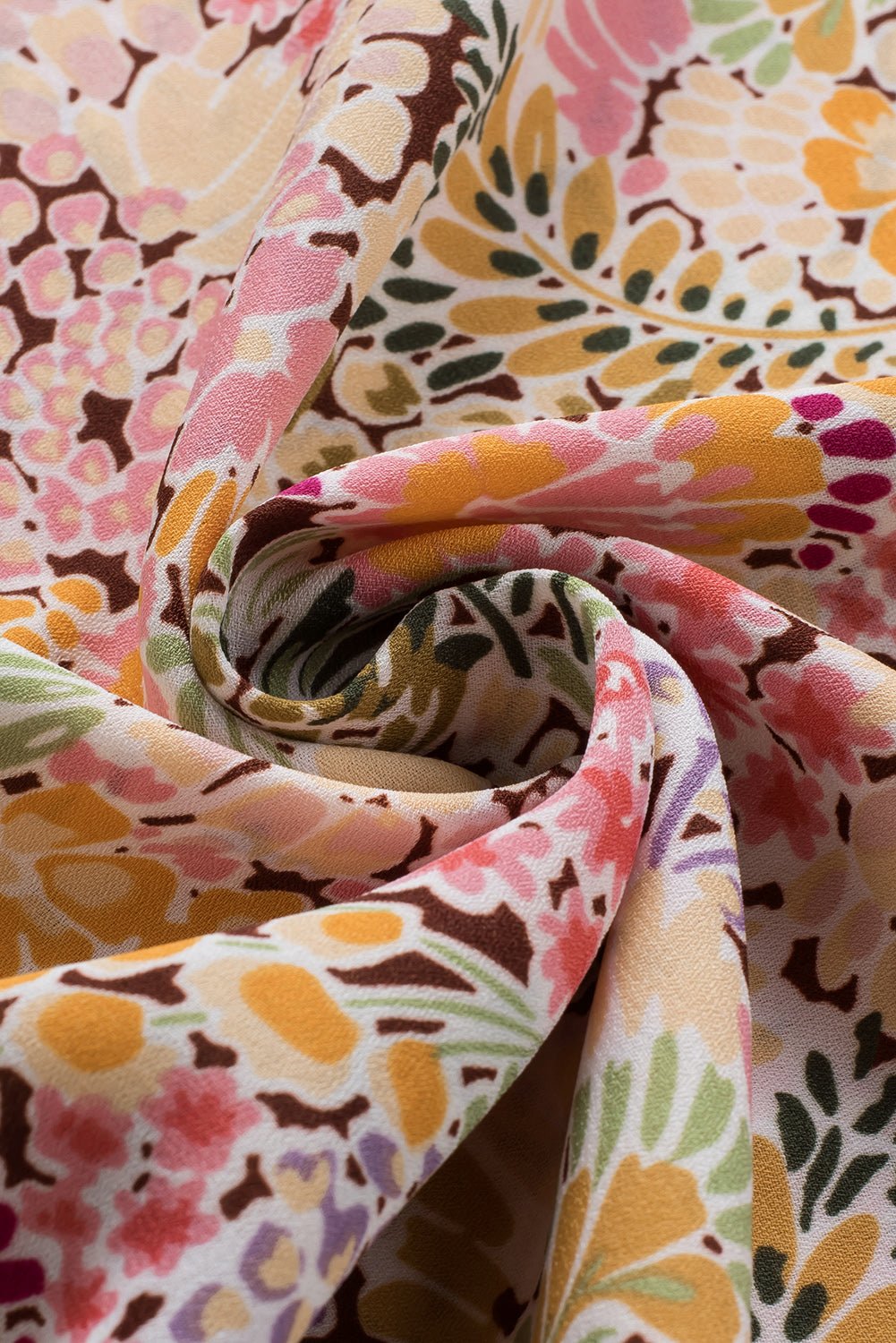 Multicolor Floral Print Smocked Cuffs Long Sleeve Blouse - Cowtown Bling N Things