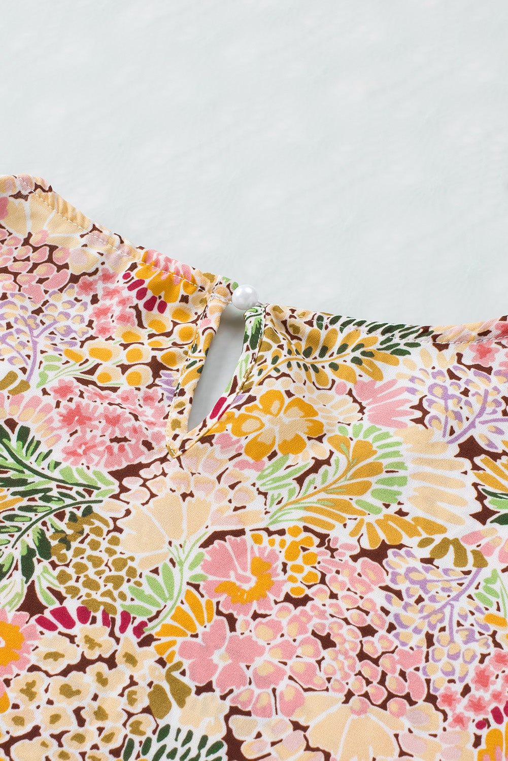 Multicolor Floral Print Smocked Cuffs Long Sleeve Blouse - Cowtown Bling N Things