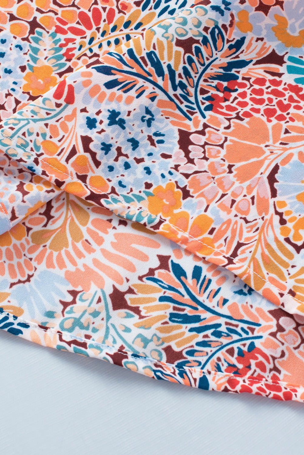 Multicolor Floral Print Smocked Cuffs Long Sleeve Blouse - Cowtown Bling N Things