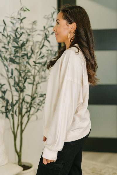 One Eleven North Petal Poise Floral Applique Pullover in Neutral - Cowtown Bling N Things