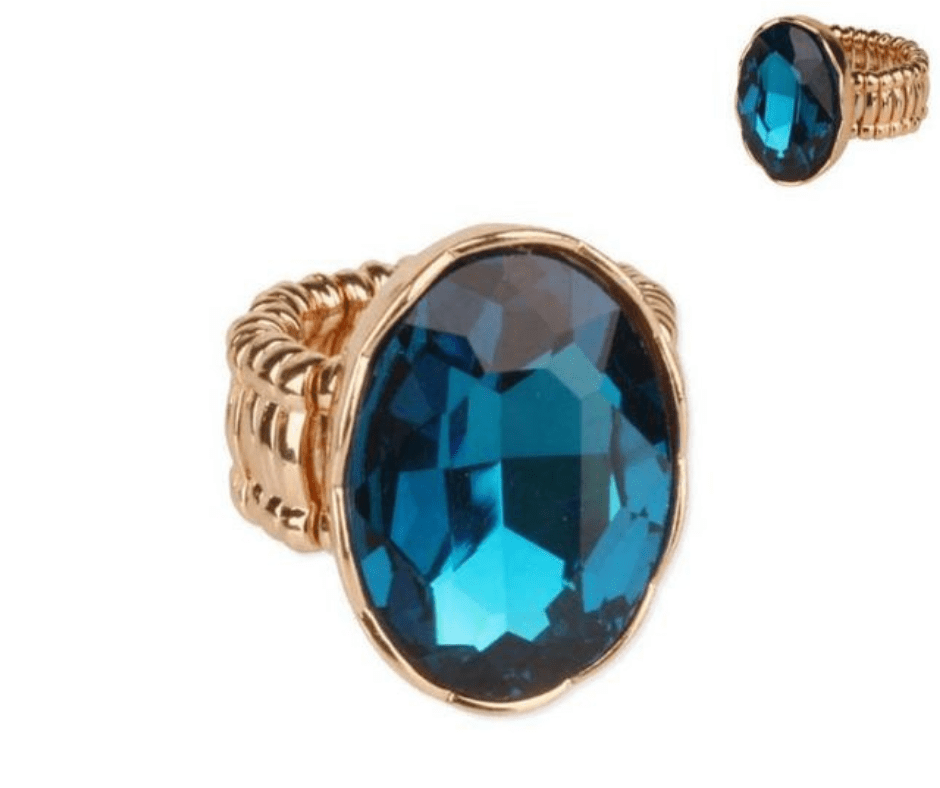 Oval Rhinestone Gem Stretch Ring - Cowtown Bling N Things