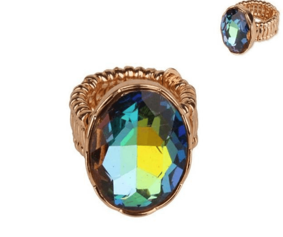 Oval Rhinestone Gem Stretch Ring - Cowtown Bling N Things
