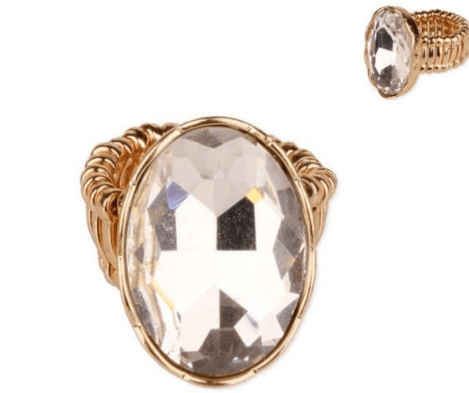 Oval Rhinestone Gem Stretch Ring - Cowtown Bling N Things