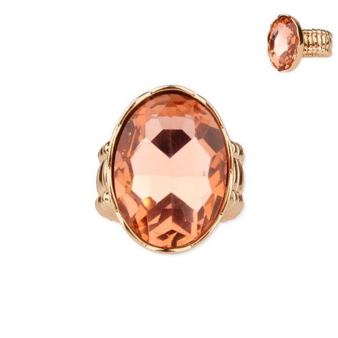 Oval Rhinestone Gem Stretch Ring - Cowtown Bling N Things