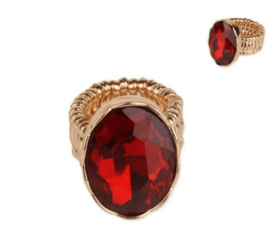 Oval Rhinestone Gem Stretch Ring - Cowtown Bling N Things