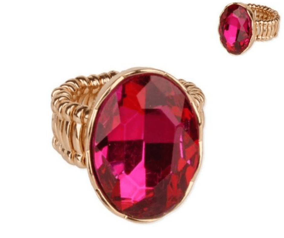 Oval Rhinestone Gem Stretch Ring - Cowtown Bling N Things