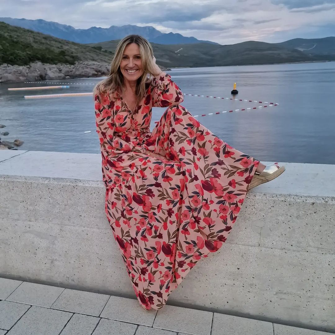 Pastel Red Floral Print Ruffle Trim Plunge Neckline Maxi Dress - Cowtown Bling N Things