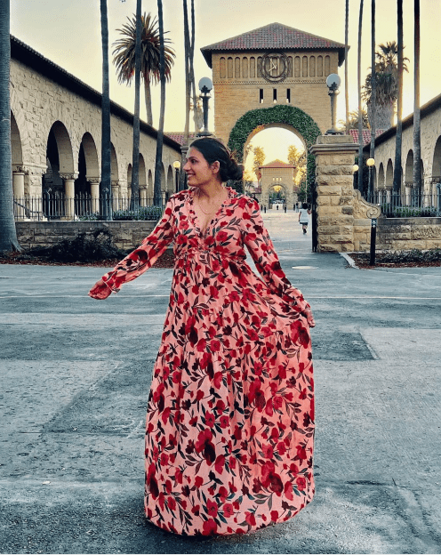 Pastel Red Floral Print Ruffle Trim Plunge Neckline Maxi Dress - Cowtown Bling N Things