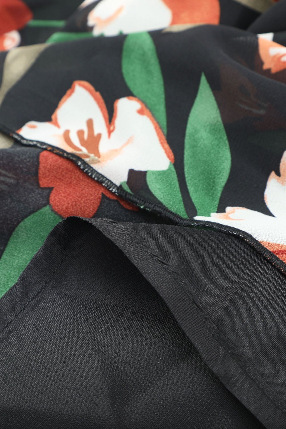 Pastel Red Floral Print Ruffle Trim Plunge Neckline Maxi Dress - Cowtown Bling N Things