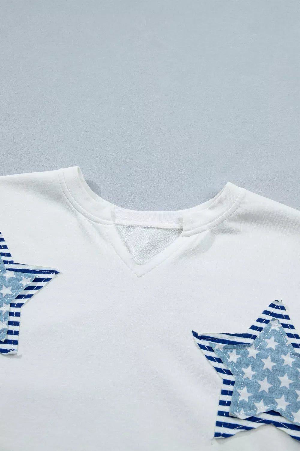 Patriot Star Patched Notched Neck Mineral Washed Tee - Cowtown Bling N Things