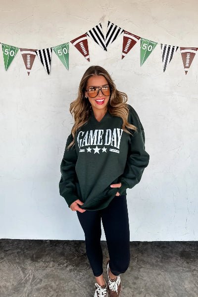 PREORDER: Blakeley Kickoff Cut Sweatshirt β Game Day Graphic, Fleece Lined, Thumbhole Cuffs | Preorder Ends 8/26 - Cowtown Bling N Things