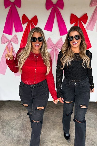 PREORDER: Long Sleeve Rosalie Lace Top - Cowtown Bling N Things