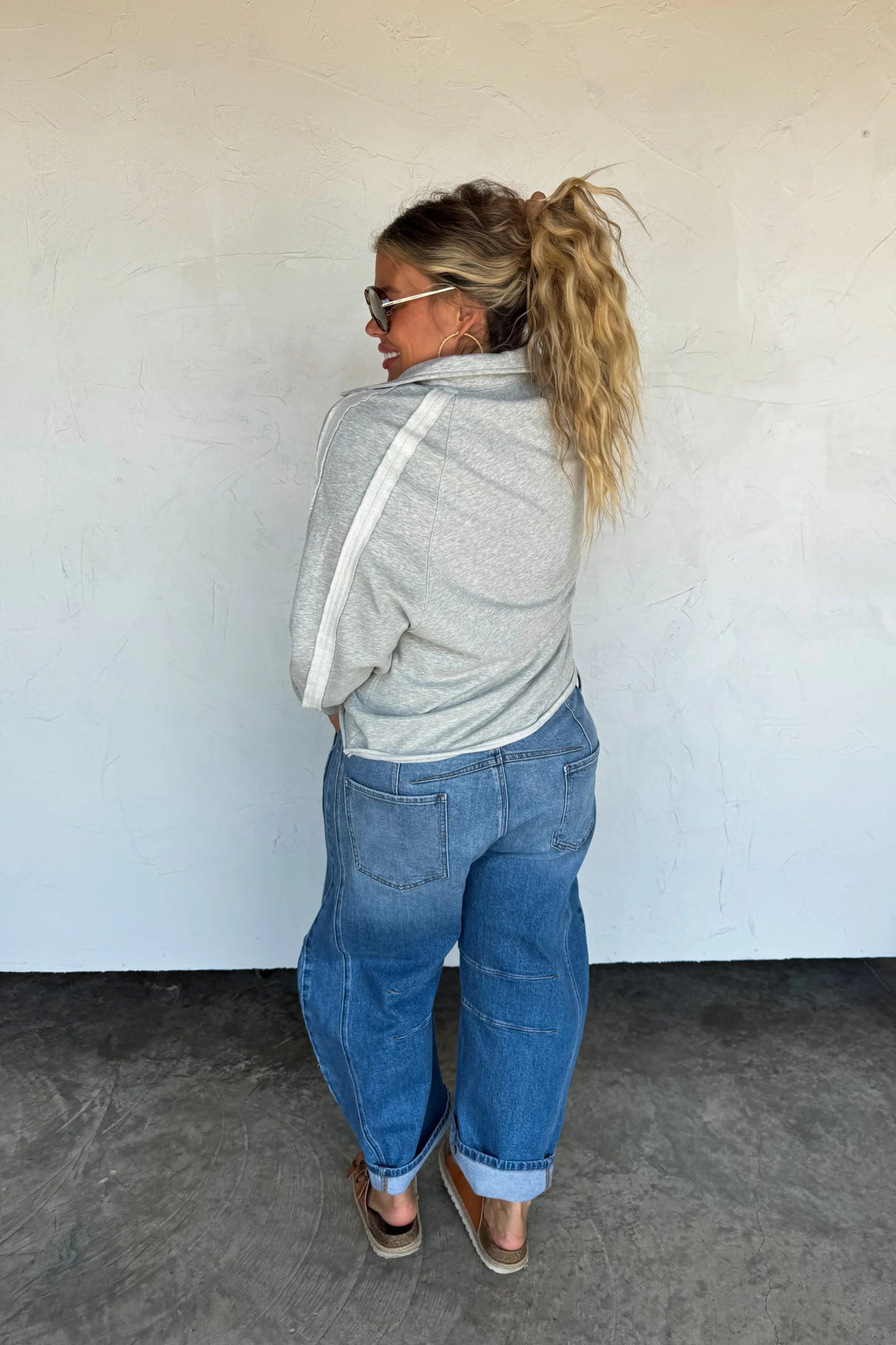 PREORDER: Longer Length Marley Snap Button Sweatshirt - Cowtown Bling N Things