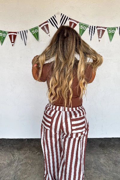 PREORDER: Tailgate Stripe Boxer Pants– Wide - Leg Cotton Lounge Pant with Contrast Pockets | Preorder Ends 8/26 - Cowtown Bling N Things