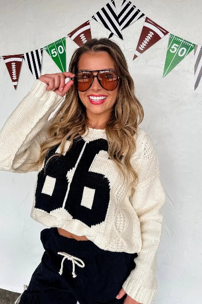 PREORDER: Varsity 86 Sweatshirtâ Chunky Knit, Vintage Graphic, Relaxed Fit | Preorder Ends 8/26 - Cowtown Bling N Things
