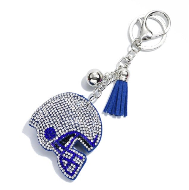 🏈Rhinestone Football Helmet Keychain – Plush, Blinged Out & Game-Day R