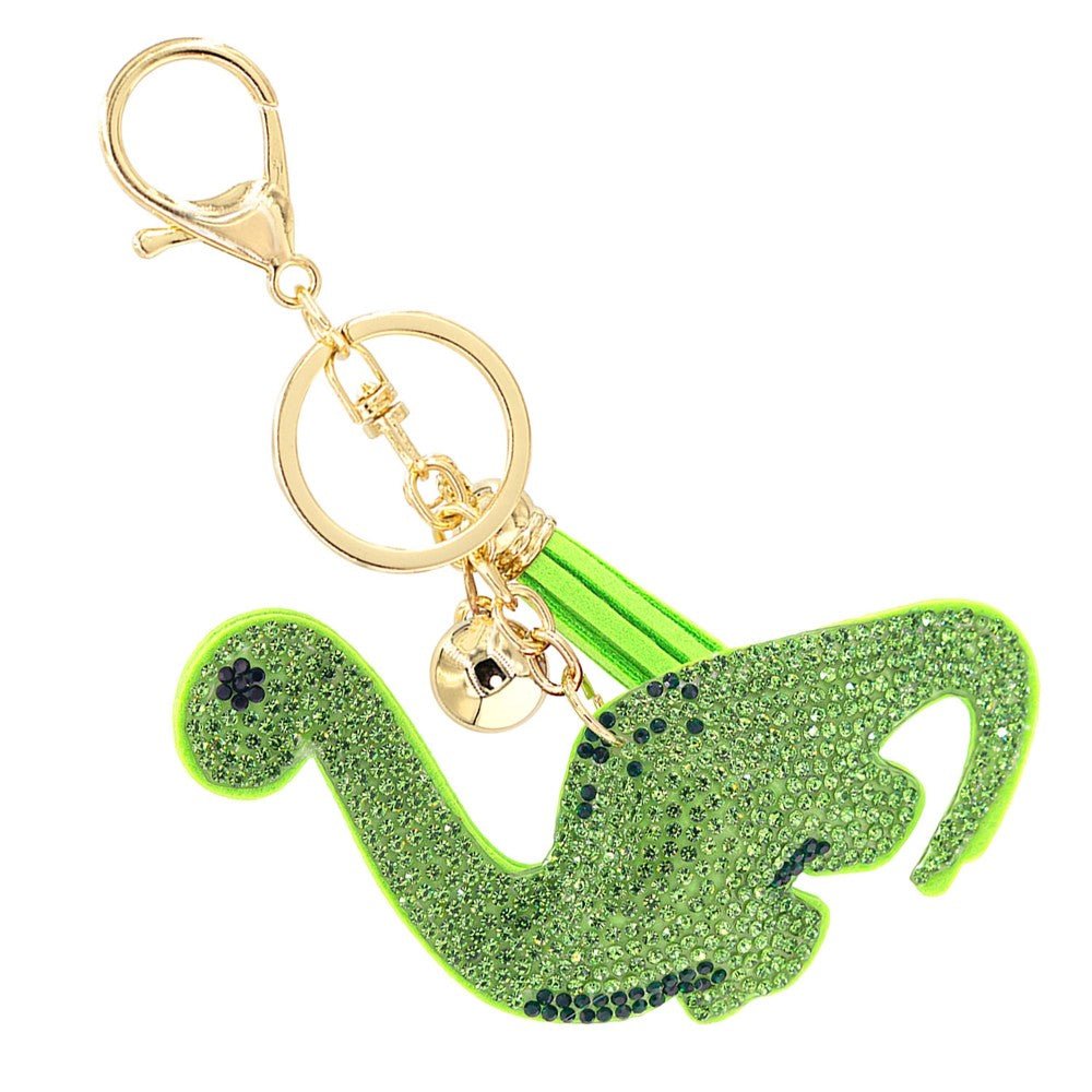 Rhinestone Studded Dinosaur Keychain With Tassel - Cowtown Bling N Things