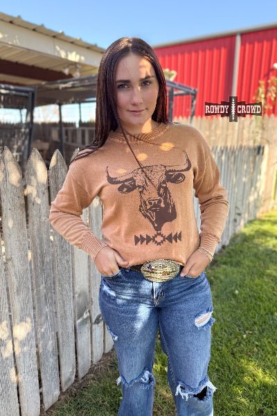 Rowdy Crowd Blazin’ Bull Sweater - Cowtown Bling N Things