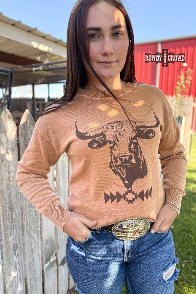 Rowdy Crowd Blazin’ Bull Sweater - Cowtown Bling N Things
