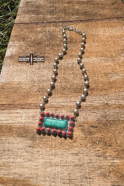 Rowdy Crowd Clothing Honky Tonk Necklace | Bold Western Turquoise Pendant - Cowtown Bling N Things