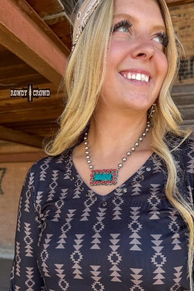 Rowdy Crowd Clothing Honky Tonk Necklace | Bold Western Turquoise Pendant - Cowtown Bling N Things