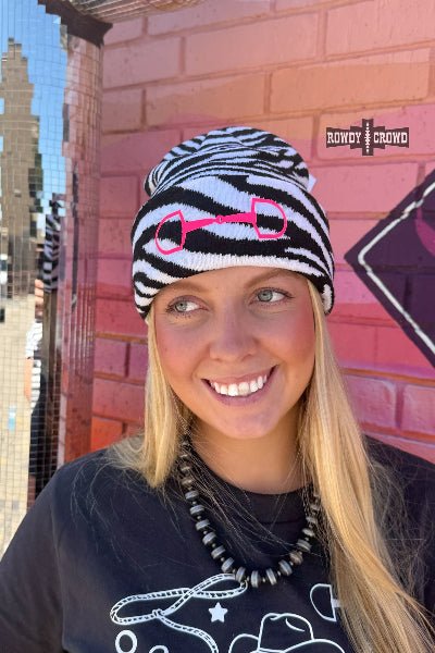 Rowdy Crowd Clothing WHITE Zebra Bit Beanie - Cowtown Bling N Things