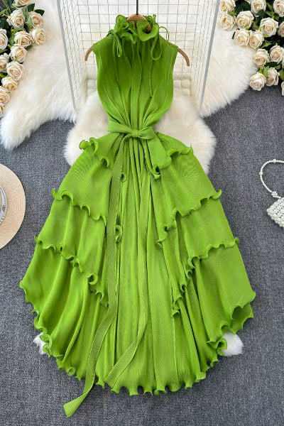 Ruffled Tiered Sleeveless Midi Dress - Cowtown Bling N Things