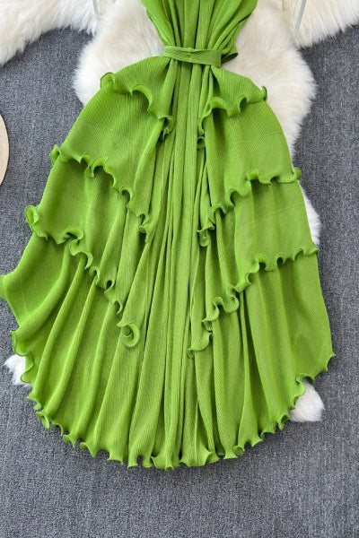 Ruffled Tiered Sleeveless Midi Dress - Cowtown Bling N Things