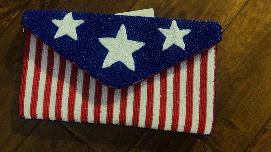 Seed Bead Flag Purse - Cowtown Bling N Things
