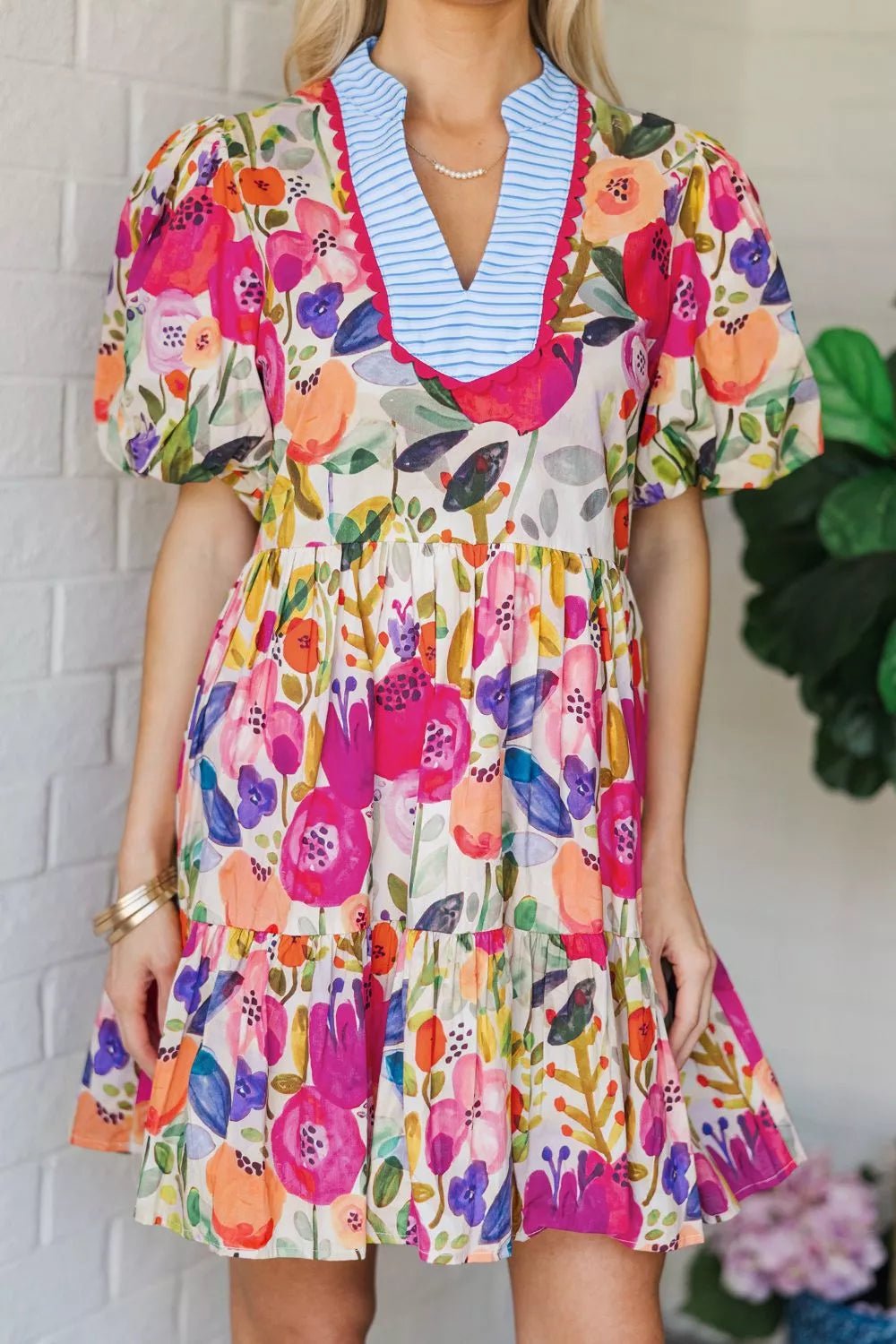 SYNZ Floral Print Tiered Mini Dress - Cowtown Bling N Things