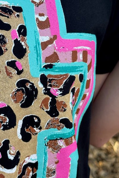 Texas True Threads Callie Ann Stelter Spring Time Leopard Cross Tee - Cowtown Bling N Things