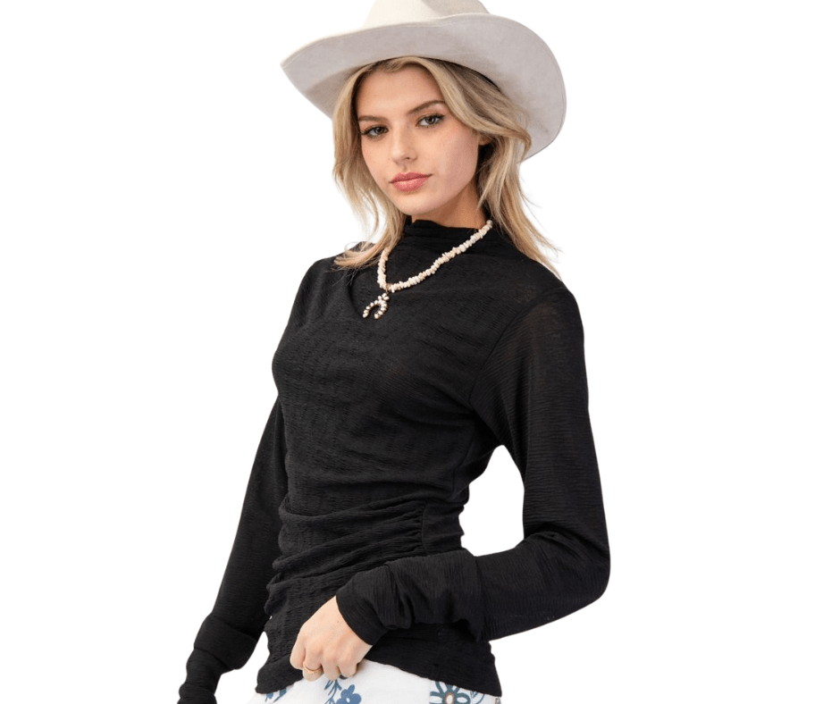 Textured Fitted Mesh Top - Cowtown Bling N Things