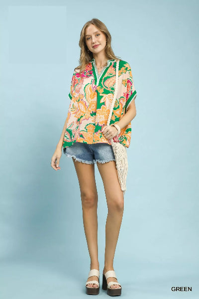 Umgee Abstract Print Oversized Top - Cowtown Bling N Things