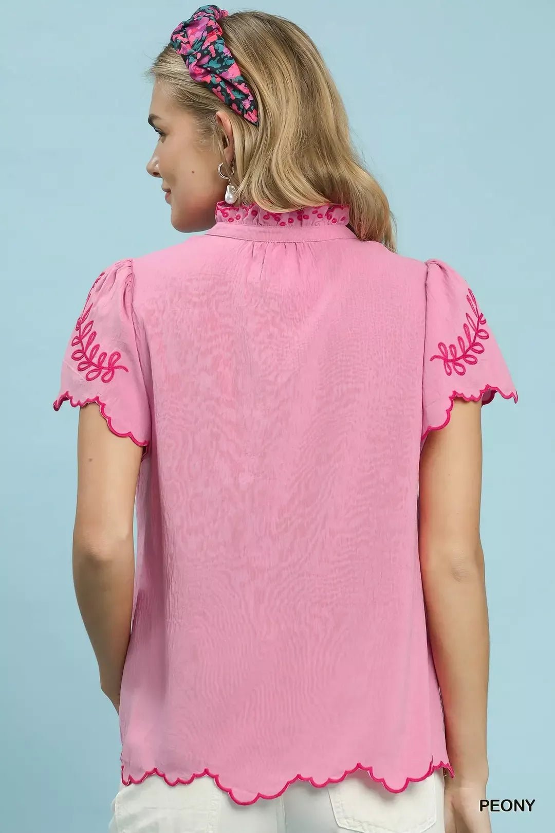 Umgee Embroidered Scallop Top - Cowtown Bling N Things