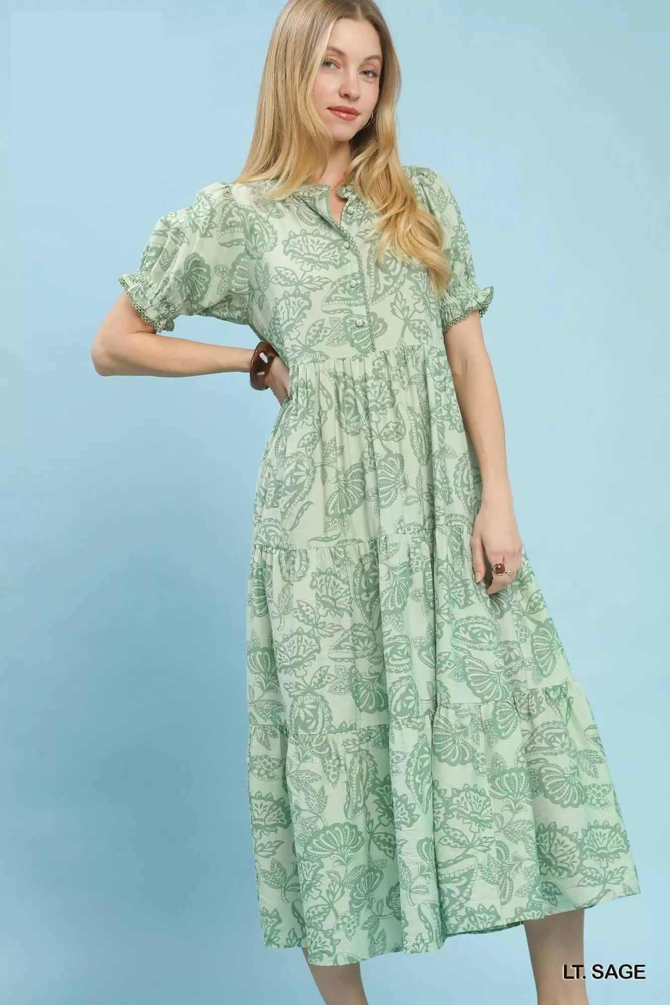 Umgee Paisley Print Tiered Midi Dress - Cowtown Bling N Things