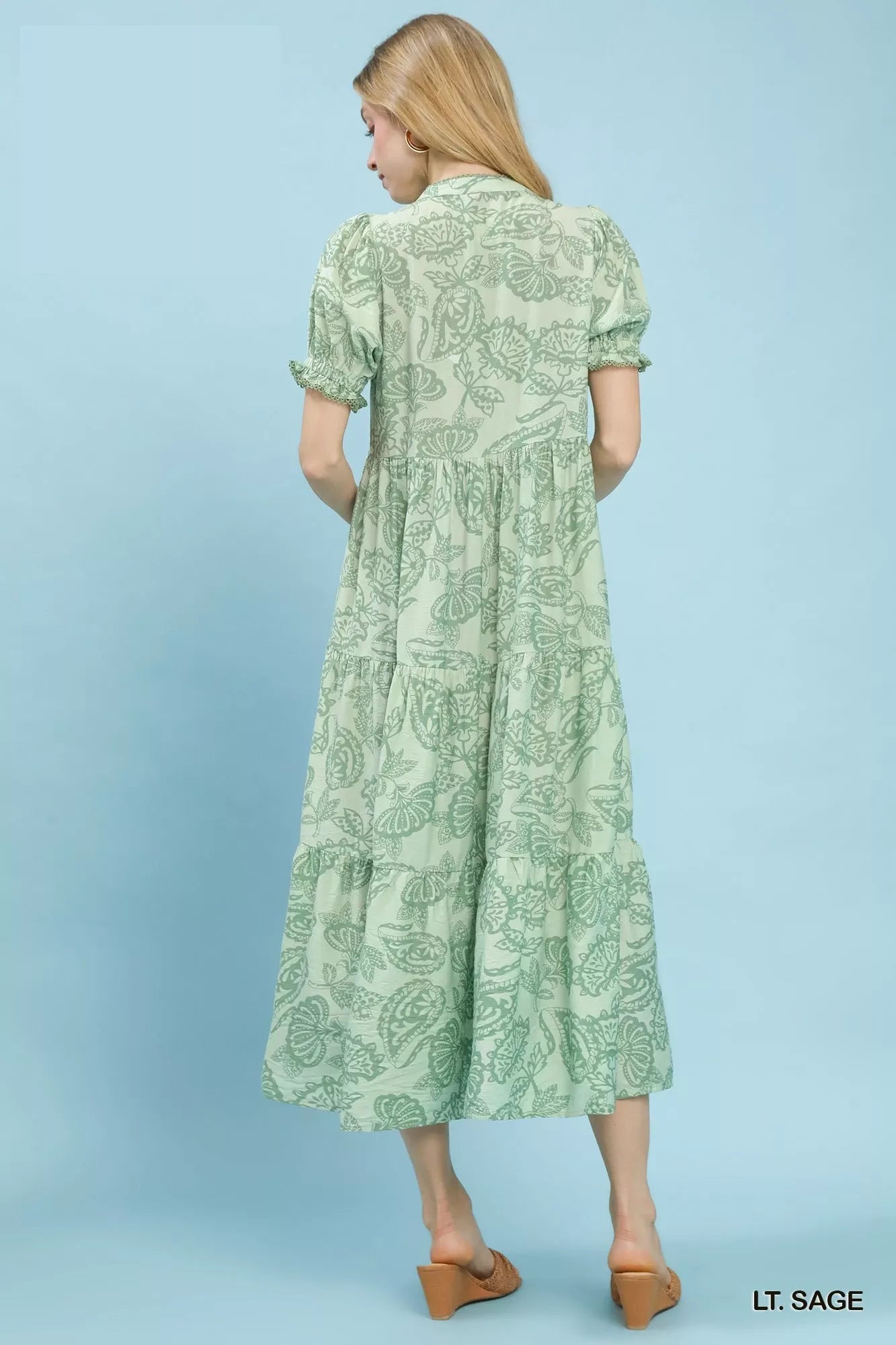 Umgee Paisley Print Tiered Midi Dress - Cowtown Bling N Things