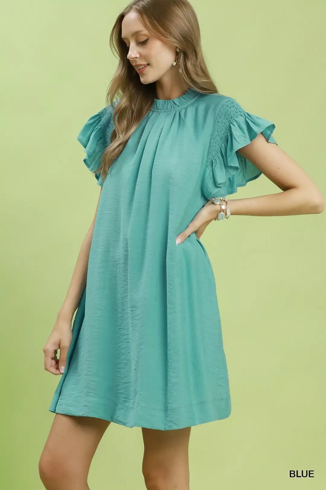 Umgee Ruffle Flutter Sleeve Dress - Cowtown Bling N Things