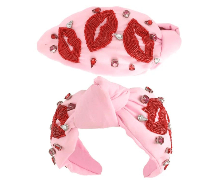 Valentine's Day Lips Pattern Beaded Headband - Cowtown Bling N Things