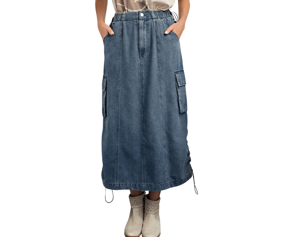 Washed Denim Skirt - Cowtown Bling N Things
