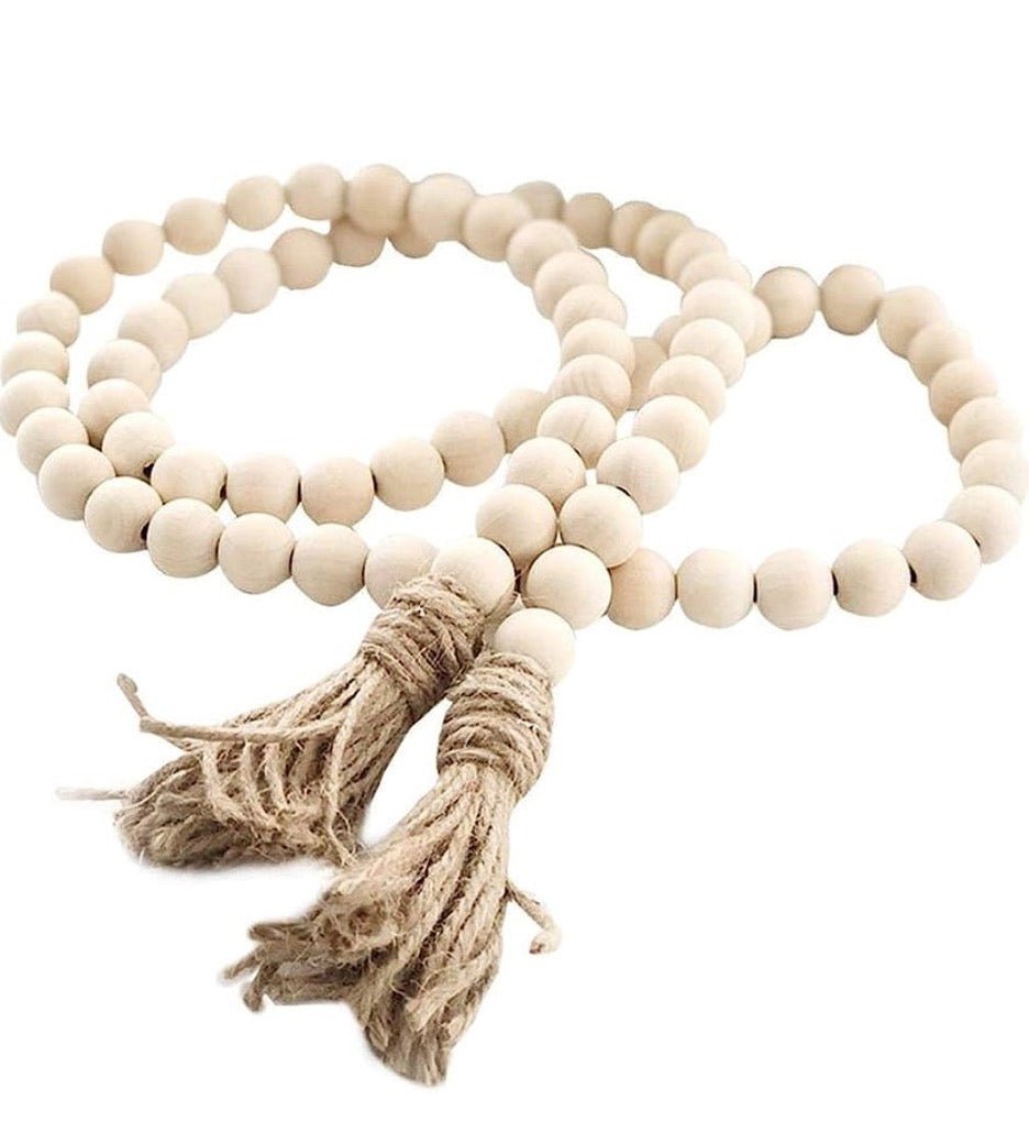 Wood Bead Garland with tassels - Cowtown Bling N Things