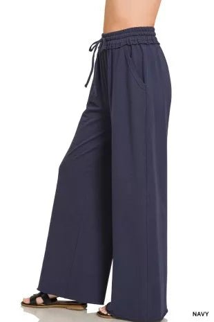 Zenana French Terry Wide Leg Sweatpants - Cowtown Bling N Things