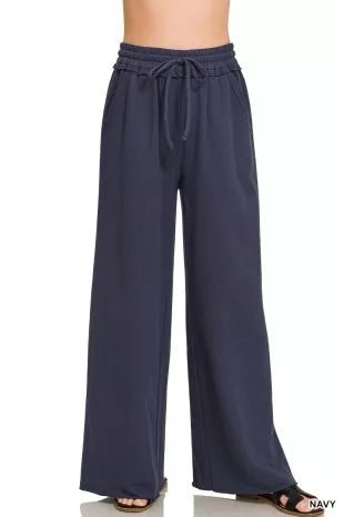 Zenana French Terry Wide Leg Sweatpants - Cowtown Bling N Things