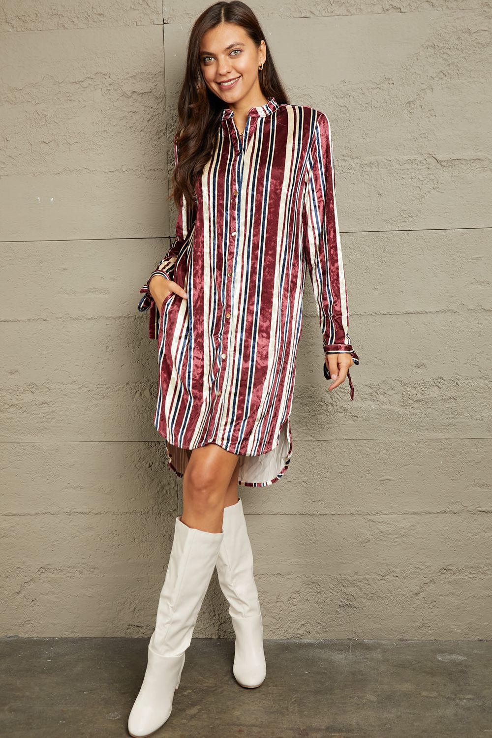 e.Luna Stripe Velvet Dress with Pockets - Cowtown Bling N Things