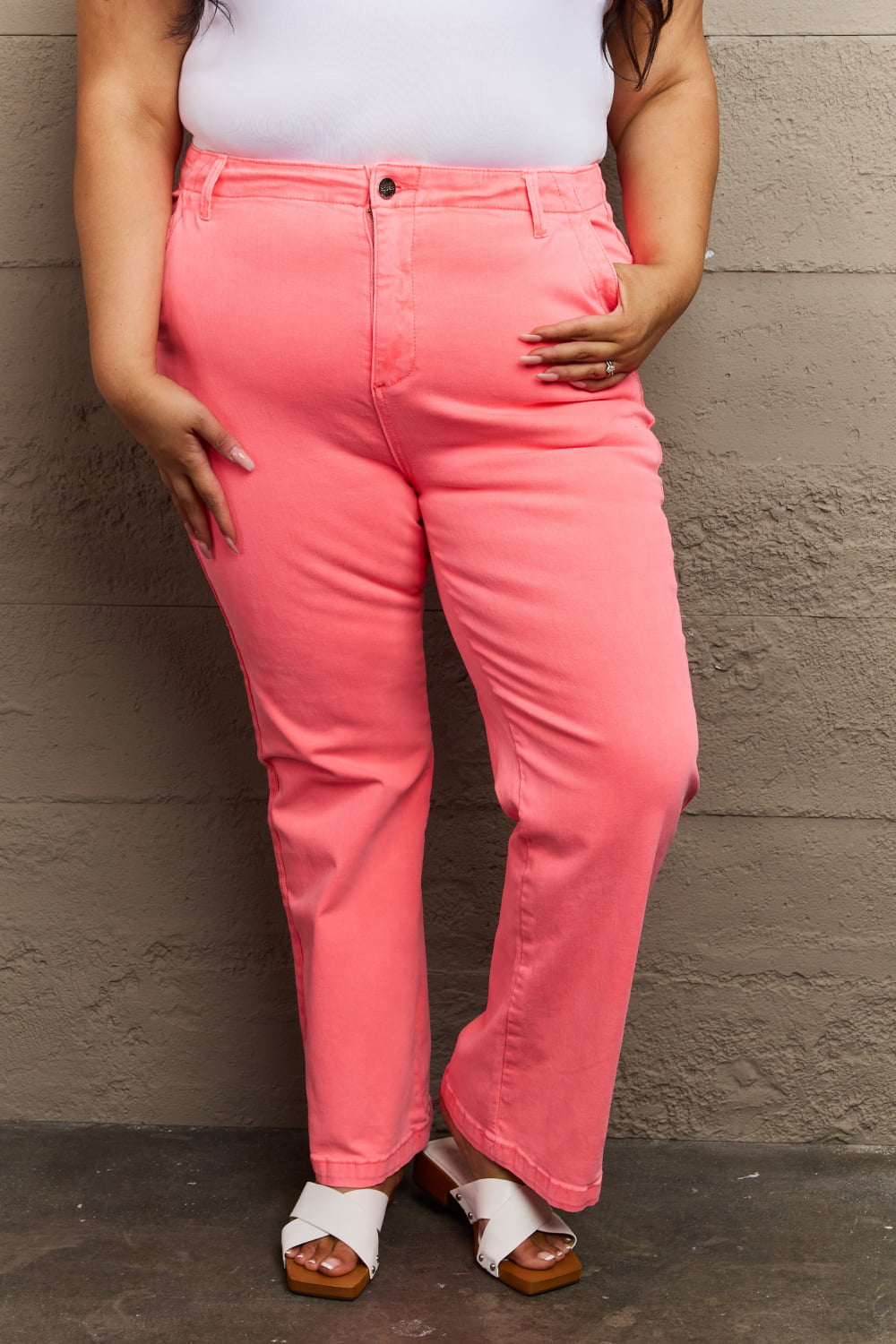 RISEN Kenya Full Size High Waist Side Twill Straight Jeans - Cowtown Bling N Things