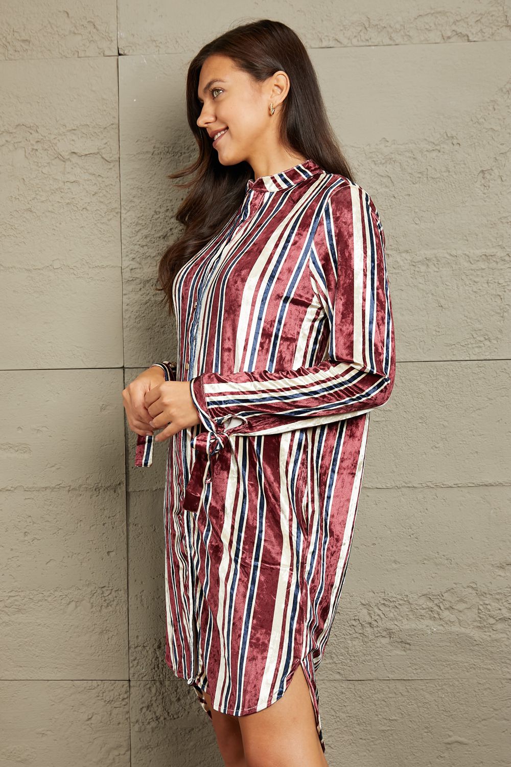 e.Luna Stripe Velvet Dress with Pockets - Cowtown Bling N Things