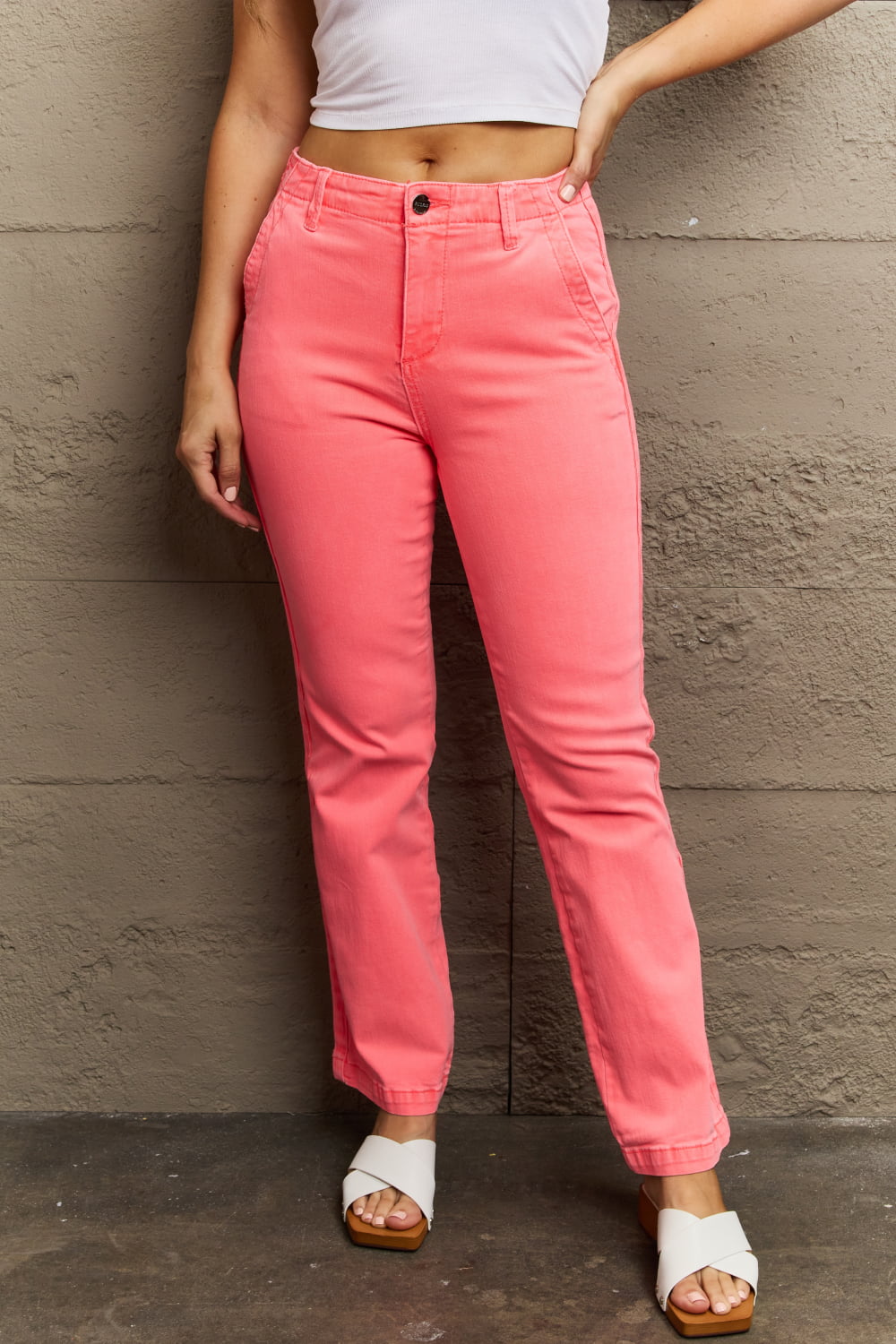 RISEN Kenya Full Size High Waist Side Twill Straight Jeans - Cowtown Bling N Things